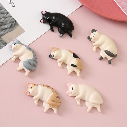 Mini Figures Kawaii Resin Sleeping Cat Statues, Dollhouse Room Decor, Desk Accessories Items