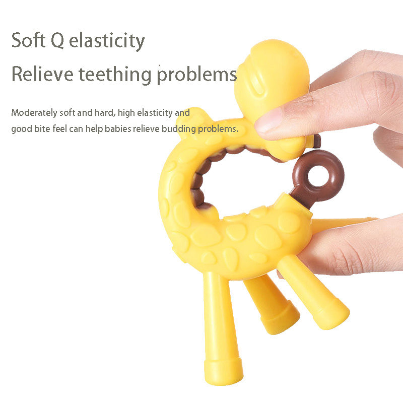 BPA Free Silicone Baby Ring Teether Giraffe Cartoon Teething Charms 2
