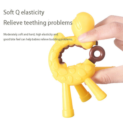 BPA Free Silicone Baby Ring Teether Giraffe Cartoon Teething Charms 2