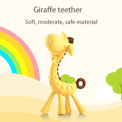 BPA Free Silicone Baby Ring Teether Giraffe Cartoon Teething Charms 3