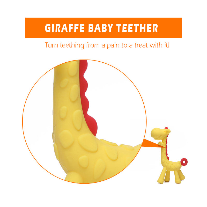 BPA Free Silicone Baby Ring Teether Giraffe Cartoon Teething Charms 4