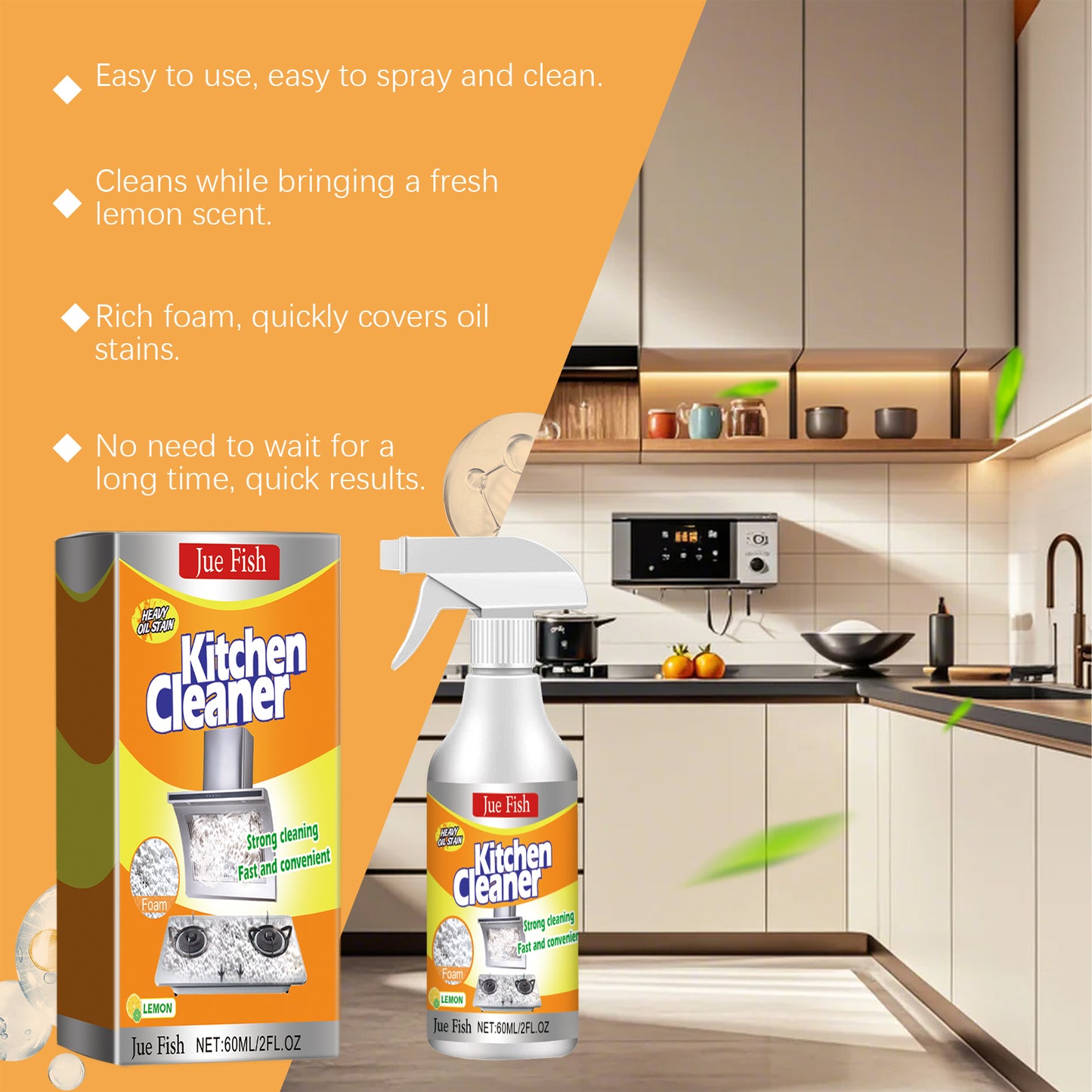 Heavy Oil Foam Cleaner For Kitchen Grills Ovens Range Hood And Stains Remover 1
