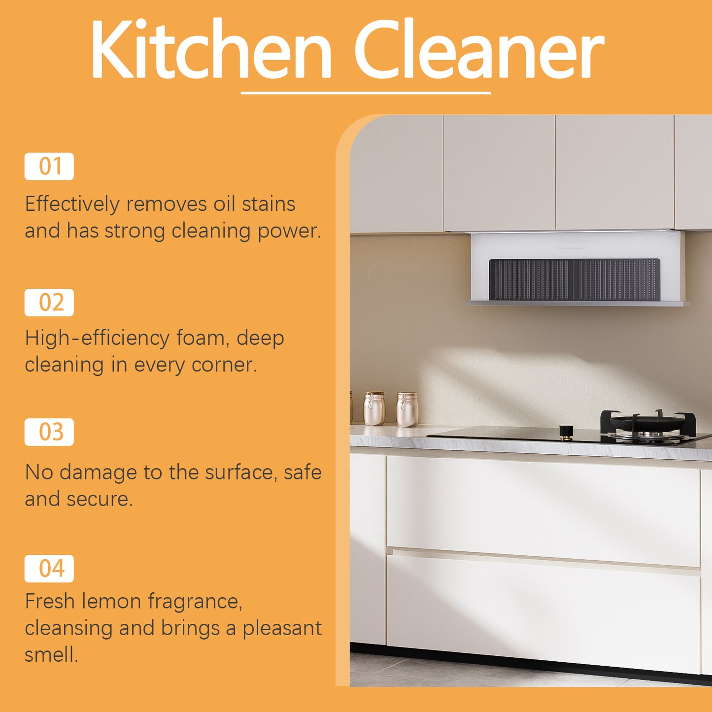 Heavy Oil Foam Cleaner For Kitchen Grills Ovens Range Hood And Stains Remover 2