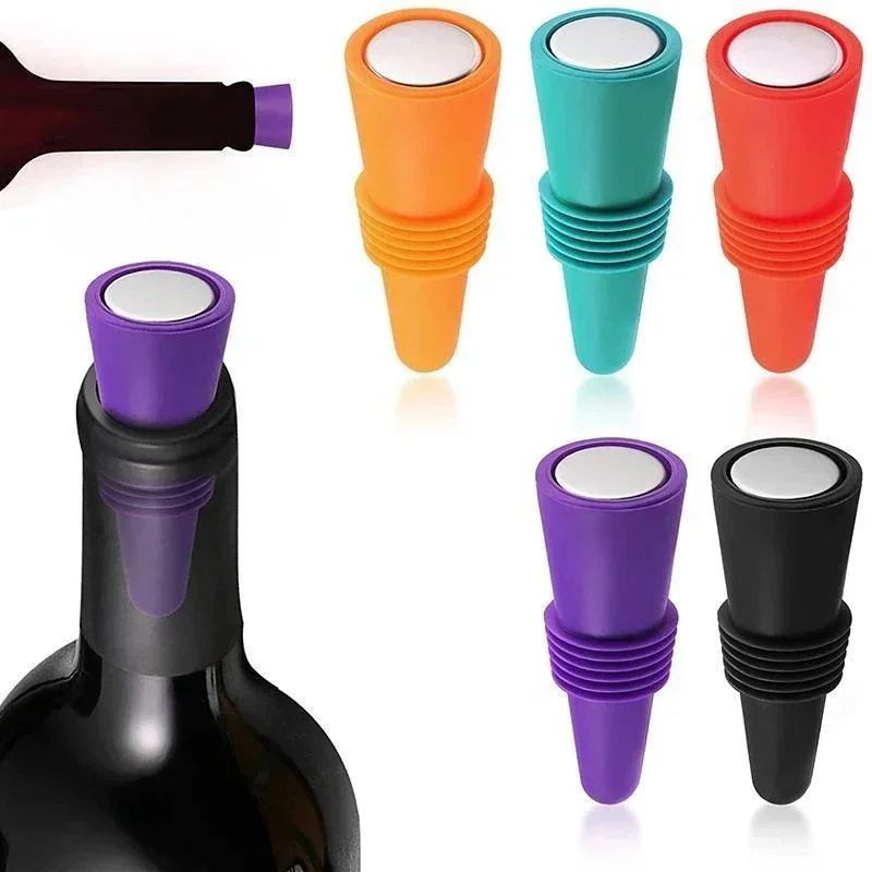 Premium Reusable Silicone Wine Bottle Stopper  LeakProof Wine  Champagne Seal 5