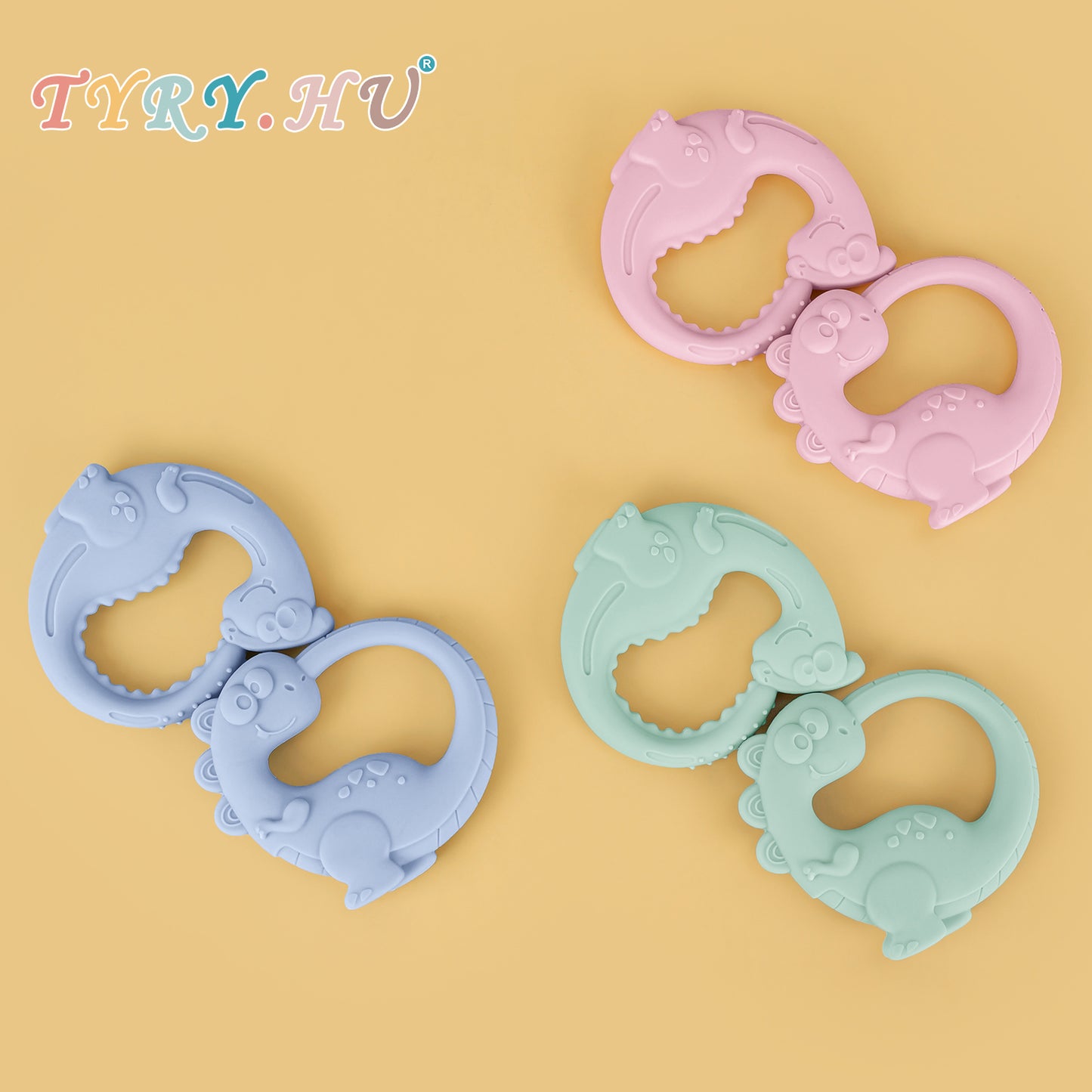 Lightweight Silicone Dinosaur Shape Teether Bracelet Easter Gift Toy Soft Chew Toy Accessory 1