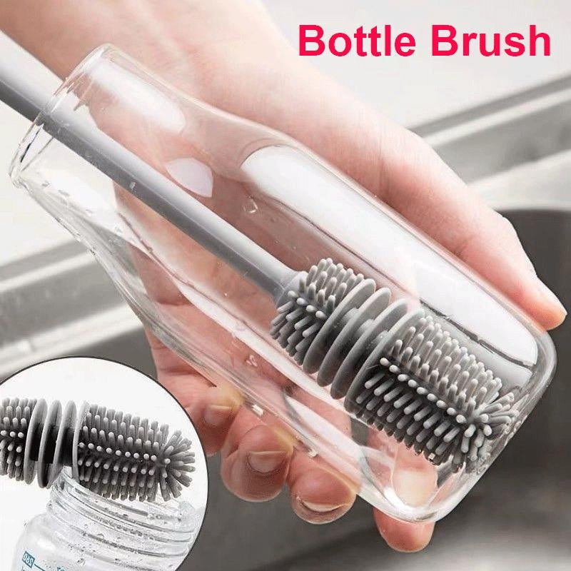 Silicone Drink Bottle Glass Cup Cleaning Brush Long Handle Scrubber Kitchen Cleaning Tool 1