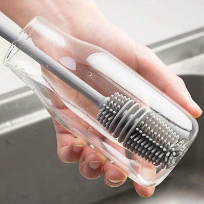 Silicone Drink Bottle Glass Cup Cleaning Brush, Long Handle Scrubber, Kitchen Cleaning Tool