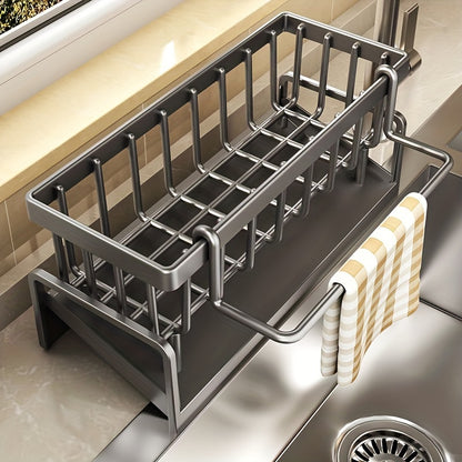 Kitchen Shelf Drain Rack, Non-Perforated Household Seasoning Rack, Sink Faucet Storage Rack for Kitchen