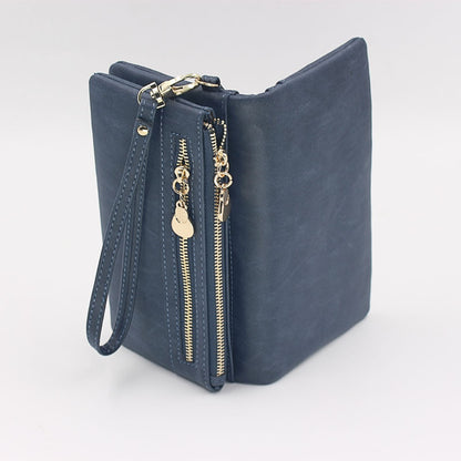 MultiPocket Womens Leather Wallet Double Zipper Clutch Phone Coin Card Holder Wristlet 6