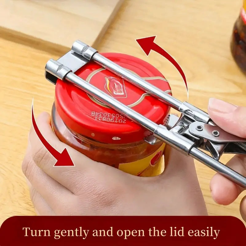 Adjustable MultiFunction Bottle Opener Stainless Steel Lids Off Jar Opener LaborSaving Screw Can Op 1