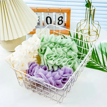 Loofah Bath Ball Towel With Drawstring, Soft Exfoliating Mesh Shower Sponge for Body Skin Care