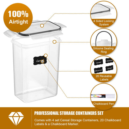 Kitchen Food Containers Set, Plastic Airtight Storage Box for Freshness