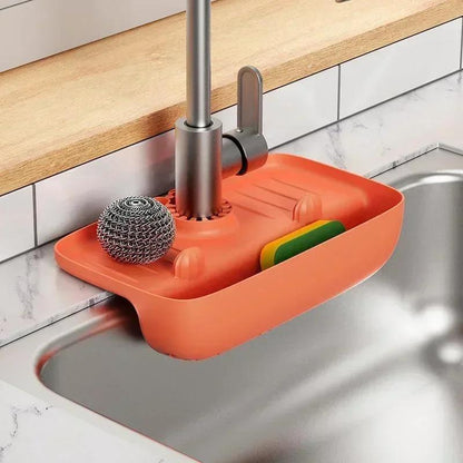 New Kitchen Silicone Sink Splash Pad, Faucet Mat Storage Rack, Bathroom Drain Basket Sponge Holder
