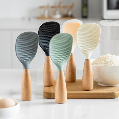 Durable Silicone Spoon, High-temperature-resistant Non-stick Spoon, Anti-scalding Rice Spoon for Cooking