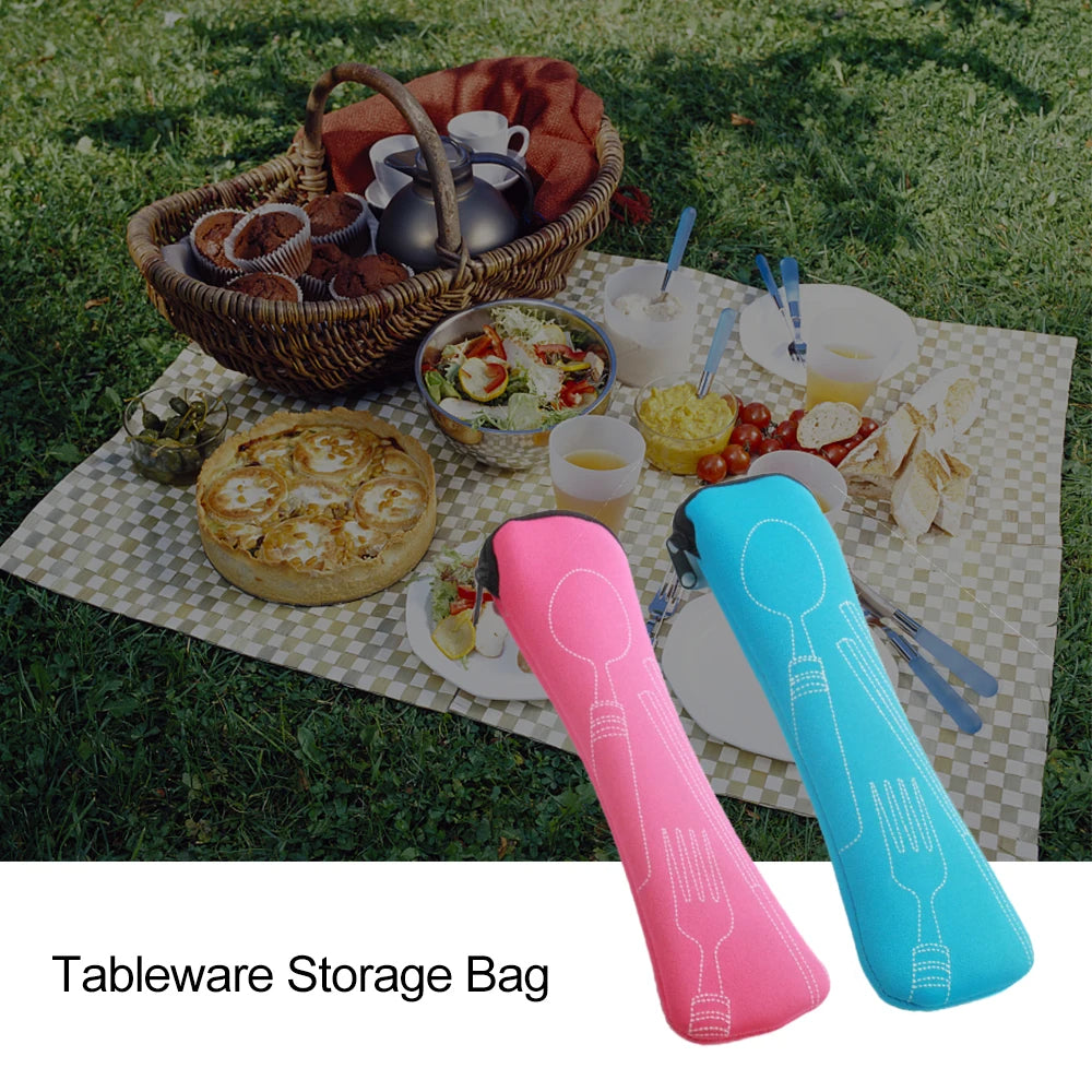 Cutlery Bag for Travel, Portable Storage Box, Fork Spoon Bag for Picnic