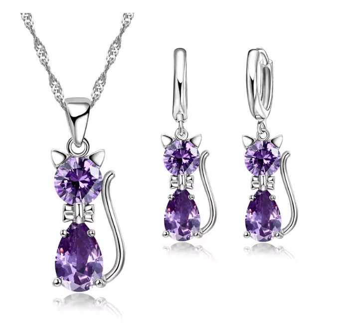 LunaSpark Cat Charm Jewelry Set 6
