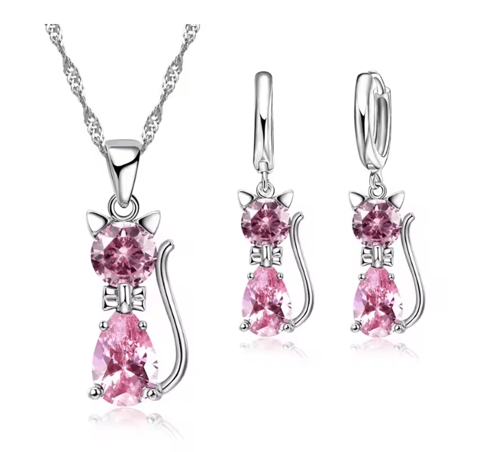 LunaSpark Cat Charm Jewelry Set 2
