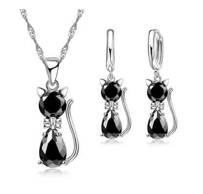 LunaSpark Cat Charm Jewelry Set
