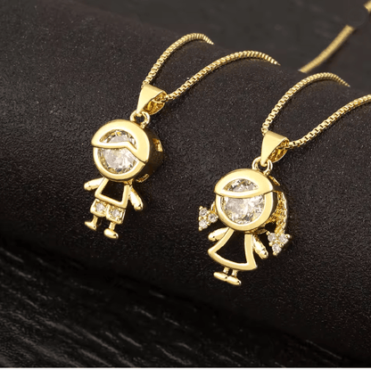 HeartBond Son and Daughter Pendant Necklace