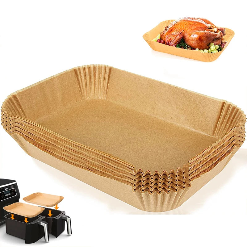 Non-Stick Baking Mat for Ninja Foodi, Rectangle Disposable Airfryer Liner, Waterproof Oilproof Paper