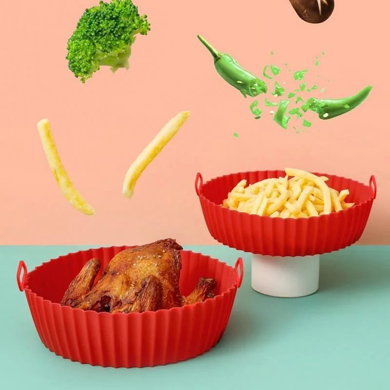Reusable Silicone Air Fryer Basket Liner  NonStick FoodSafe Pot Insert 3