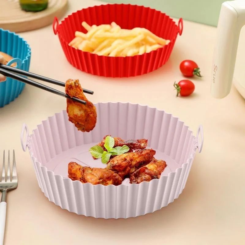 Reusable Silicone Air Fryer Basket Liner  NonStick FoodSafe Pot Insert 5