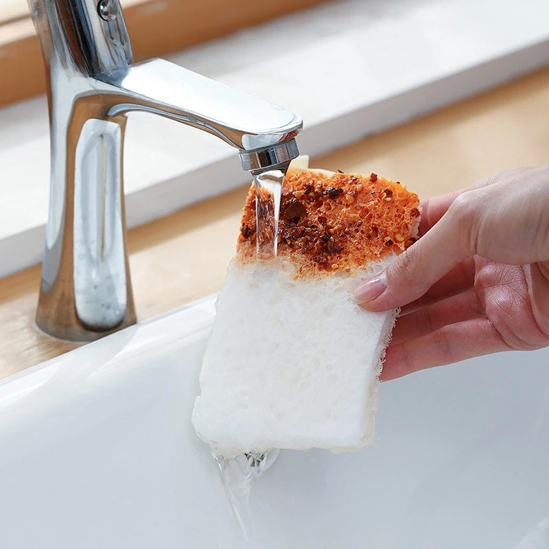 Wood Pulp Cotton Dishwashing Cloth, Natural Loofah, Double-Sided Scrubbing Rag for Household Cleaning