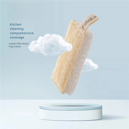 Wood Pulp Cotton Dishwashing Cloth, Natural Loofah, Double-Sided Scrubbing Rag for Household Cleaning