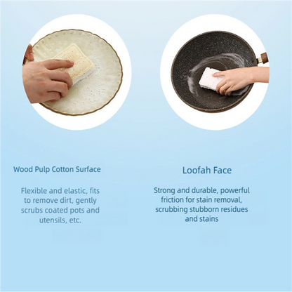 Wood Pulp Cotton Dishwashing Cloth, Natural Loofah, Double-Sided Scrubbing Rag for Household Cleaning
