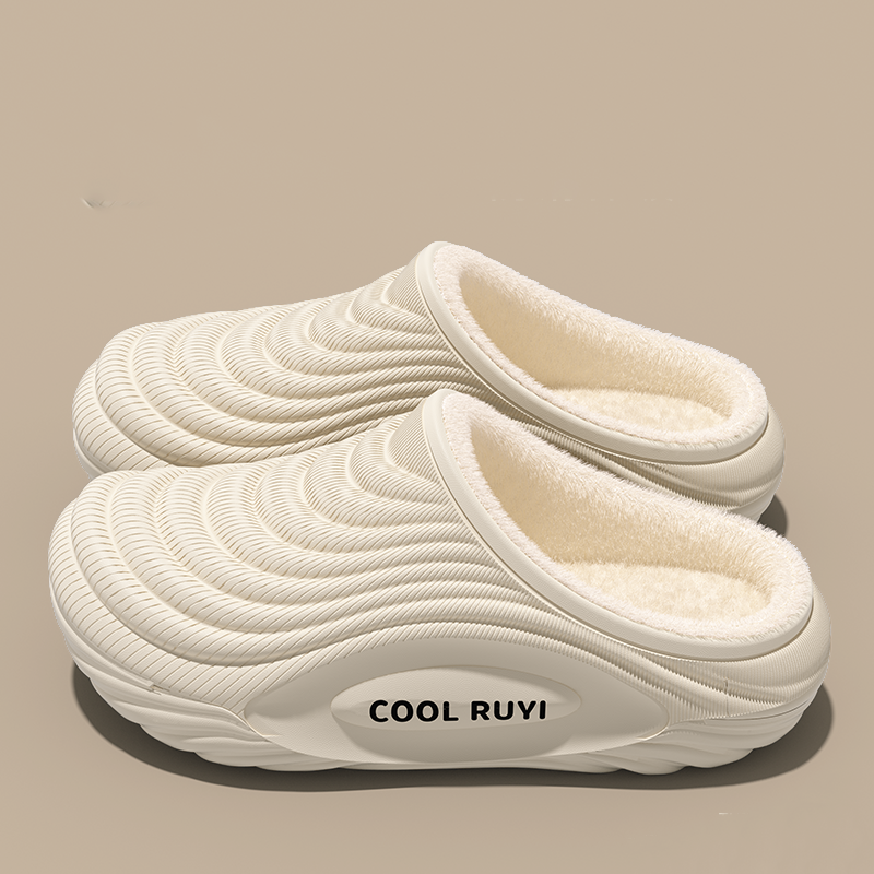 Waterproof Eva Indoor Slippers Women Warm Long Plush Non Slip Thick Bottom Couples Furry Slides Sof 4