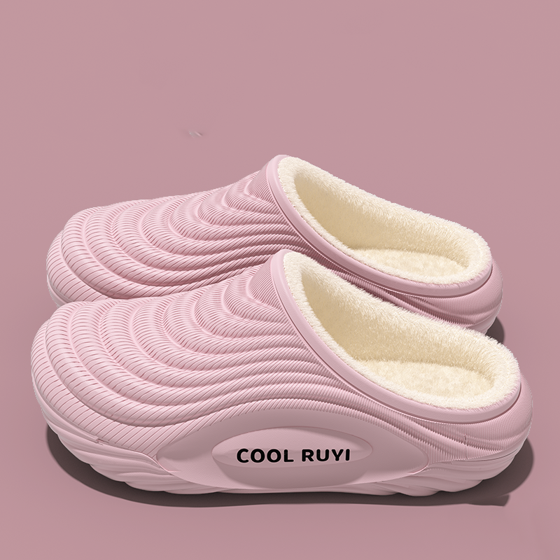 Waterproof Eva Indoor Slippers Women Warm Long Plush Non Slip Thick Bottom Couples Furry Slides Sof 3