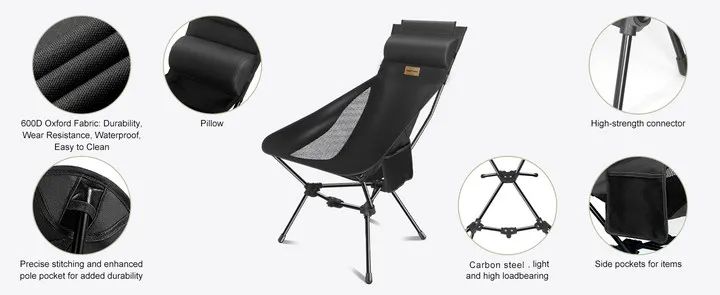 Westtune Camping Moon Chair Ultralight Folding Chair With Headrest For Outdoor Relaxation 8