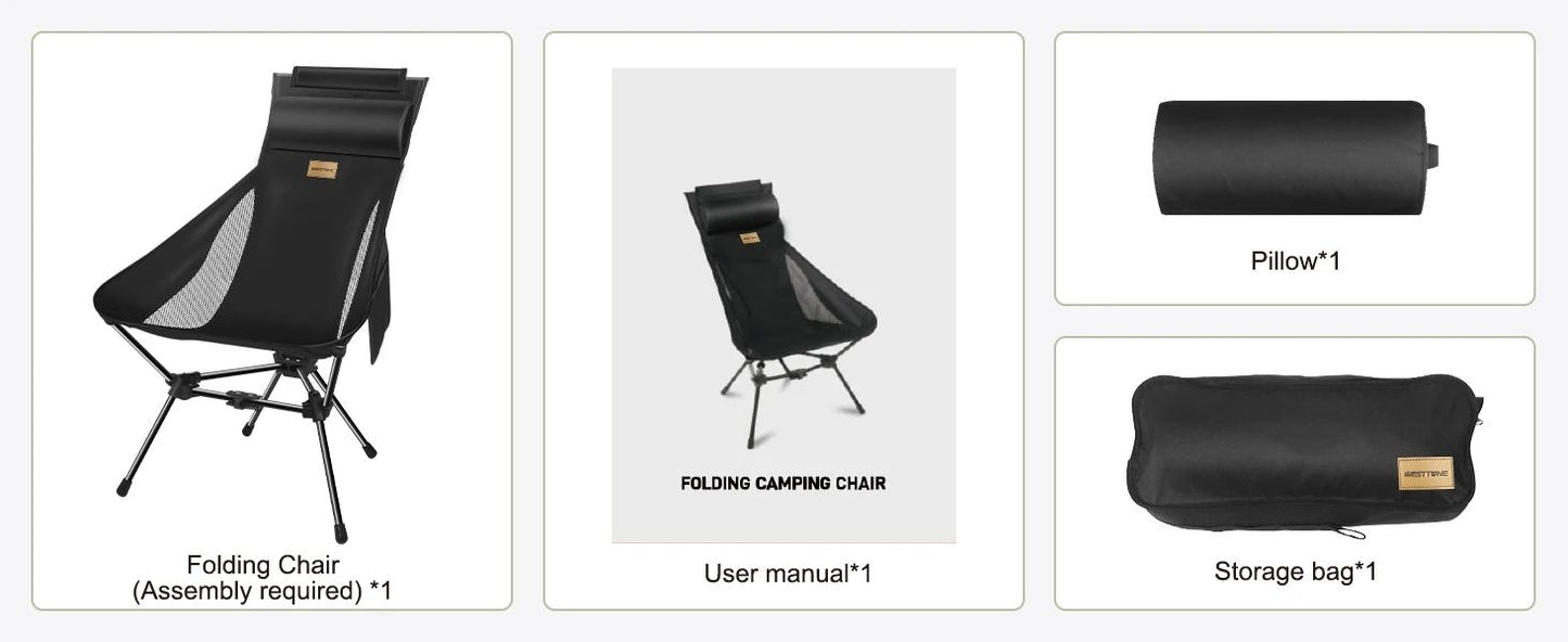 Westtune Camping Moon Chair Ultralight Folding Chair With Headrest For Outdoor Relaxation 9