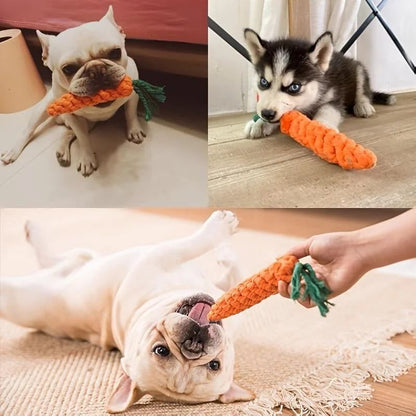 Carrot Knot Chew Rope Toy For Dogs  Cats  Durable Cotton Teething And Play Tug Toy 2