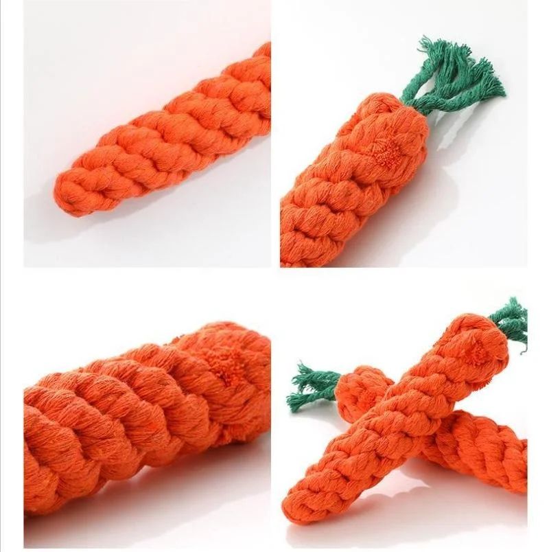 Carrot Knot Chew Rope Toy For Dogs  Cats  Durable Cotton Teething And Play Tug Toy 3