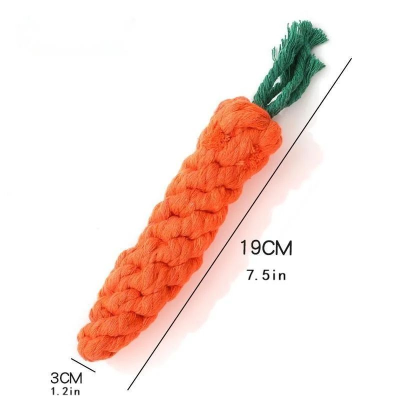 Carrot Knot Chew Rope Toy For Dogs  Cats  Durable Cotton Teething And Play Tug Toy 1