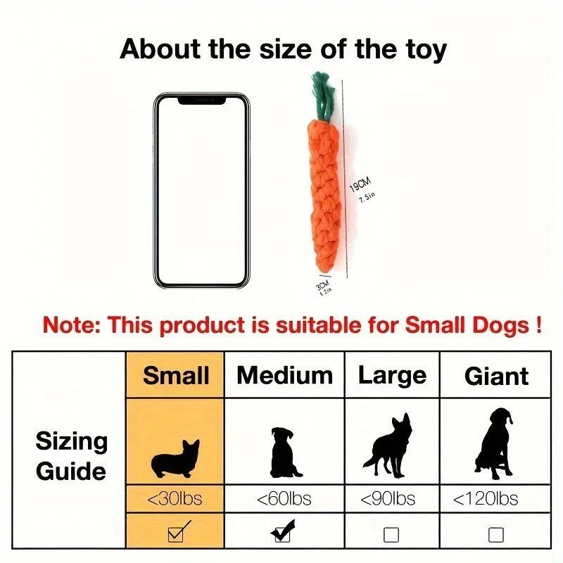 Carrot Knot Chew Rope Toy For Dogs  Cats  Durable Cotton Teething And Play Tug Toy 5
