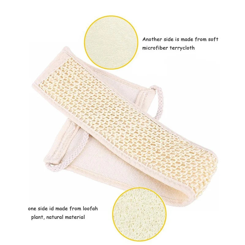 Natural Soft Exfoliating Loofah Body Sponge, Spa Shower Scrubber Back Strap for Massage Skin Health and Deep Cleaning