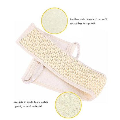 Natural Soft Exfoliating Loofah Body Sponge, Spa Shower Scrubber Back Strap for Massage Skin Health and Deep Cleaning