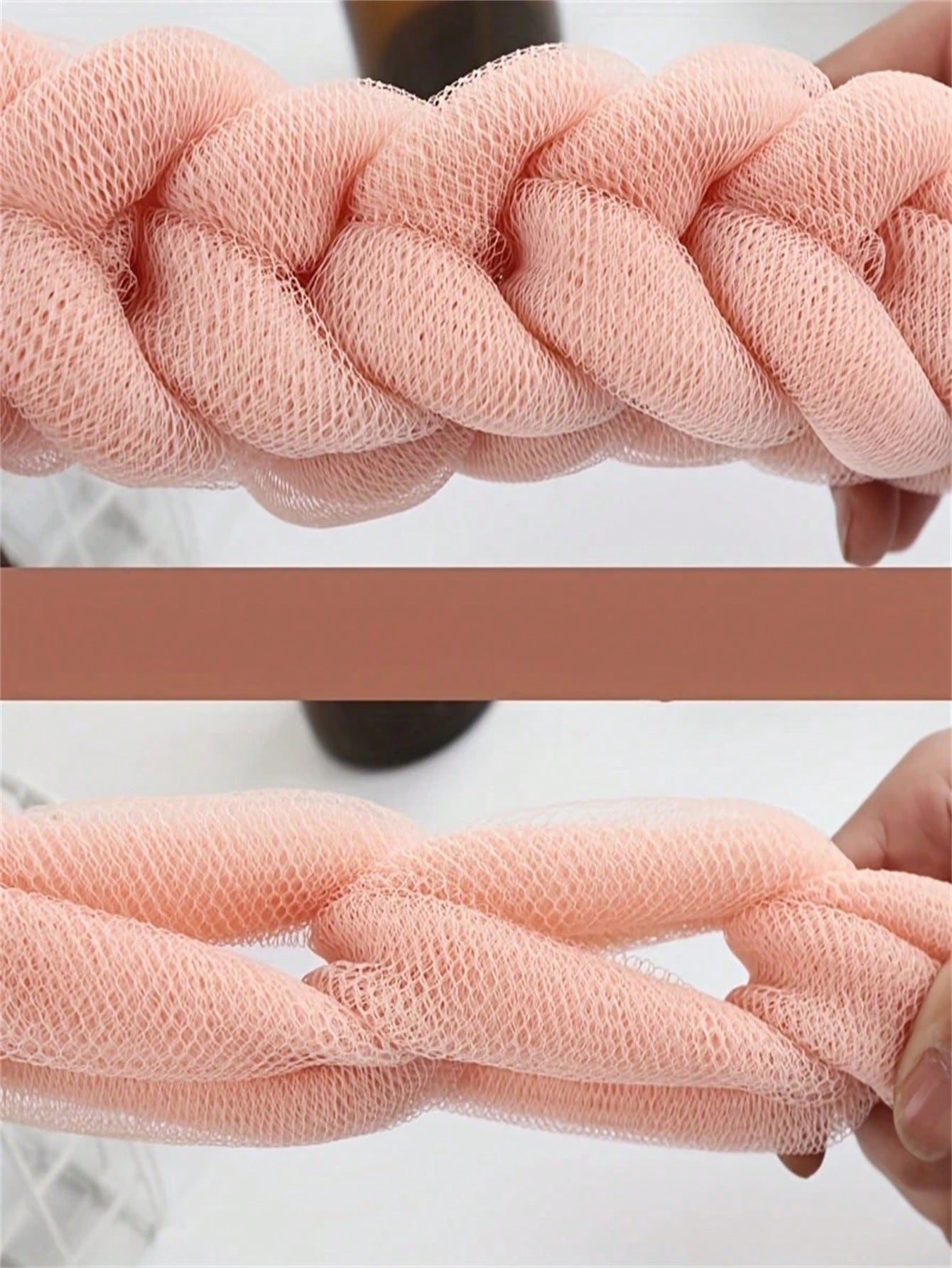 Braided Mesh Back Scrubber with Rope Handle, Long-Reach Exfoliating Body Sponge for Shower and Skin Care