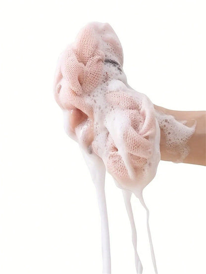 Braided Mesh Back Scrubber with Rope Handle, Long-Reach Exfoliating Body Sponge for Shower and Skin Care