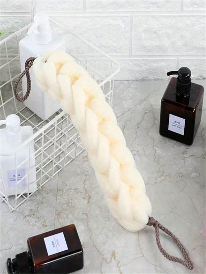 Braided Mesh Back Scrubber with Rope Handle, Long-Reach Exfoliating Body Sponge for Shower and Skin Care