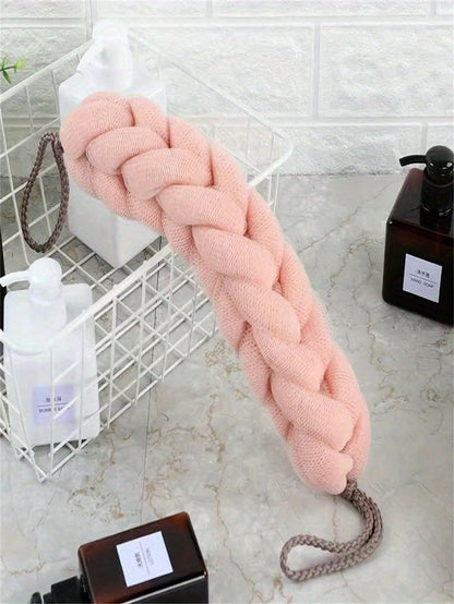 Braided Mesh Back Scrubber with Rope Handle, Long-Reach Exfoliating Body Sponge for Shower and Skin Care