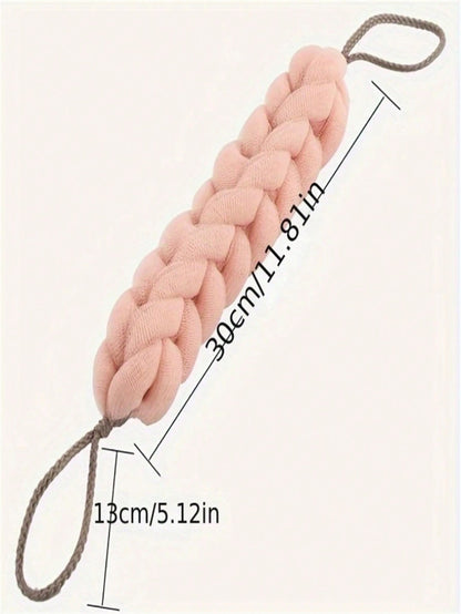 Braided Mesh Back Scrubber with Rope Handle, Long-Reach Exfoliating Body Sponge for Shower and Skin Care