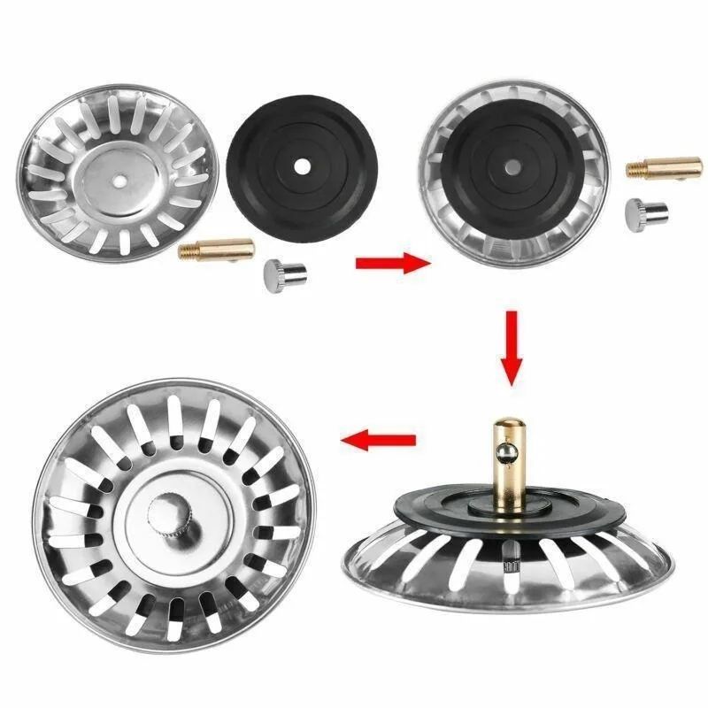Premium Kitchen Sink Strainer  Drain Stopper Set  AntiClog Filter For Clean FasterFlowing Drains 3