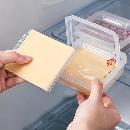 Fridge-Ready Sliced Cheese Container – Clear Plastic Cheese Storage Box with Flip Lid