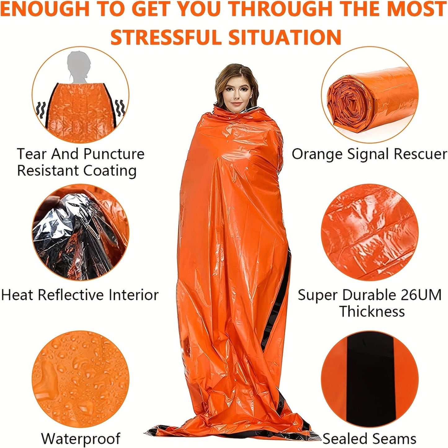 Portable Waterproof Emergency Survival Sleeping Bag Outdoor Camping Gear Thermal Sack First Aid Res 3