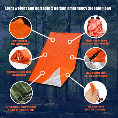 Portable Waterproof Emergency Survival Sleeping Bag Outdoor Camping Gear Thermal Sack First Aid Res 5