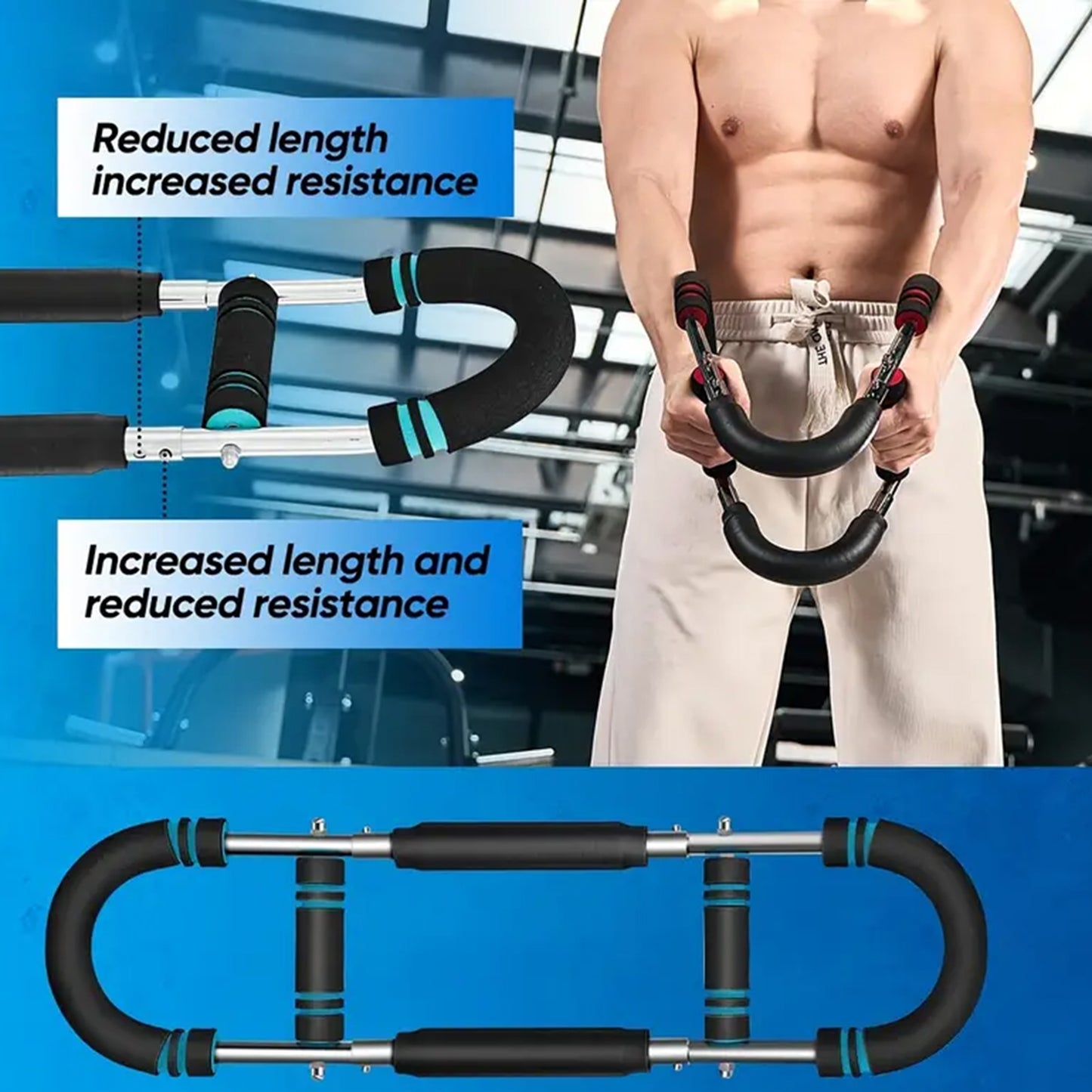 Hand Gripper, Adjustable Resistance Twister Arm Trainer for Strength and Fitness, Power Twister Bar for Home Workouts