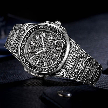Mens Analog Wristwatch Vintage Quartz Watch Stainless Steel Strap 6